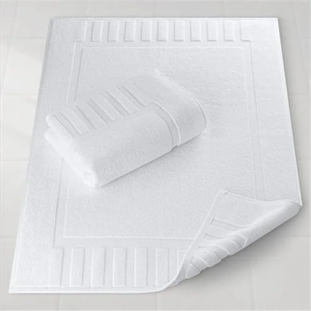 White Bath Mat Set 2 Pack Absorbent Cotton Hotel Spa Shower Tub Floor Mats